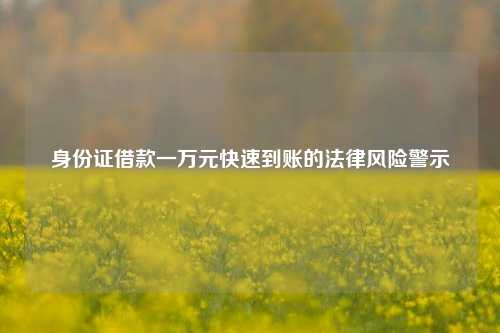 身份证借款一万元快速到账的法律风险警示