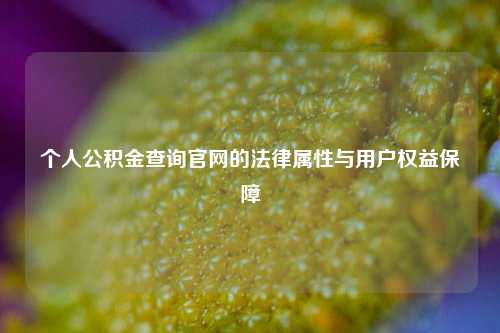 个人公积金查询官网的法律属性与用户权益保障